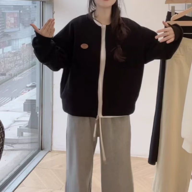 小个子春季简约百搭棒球服外套女早春正流行2025新款宽松圆领开衫|undefined