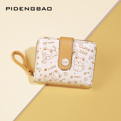 2023 New Japanese Style Cute Kitten Women's Wallet Short Student Card Bag Zipper Coin Purse Girls Wallet
