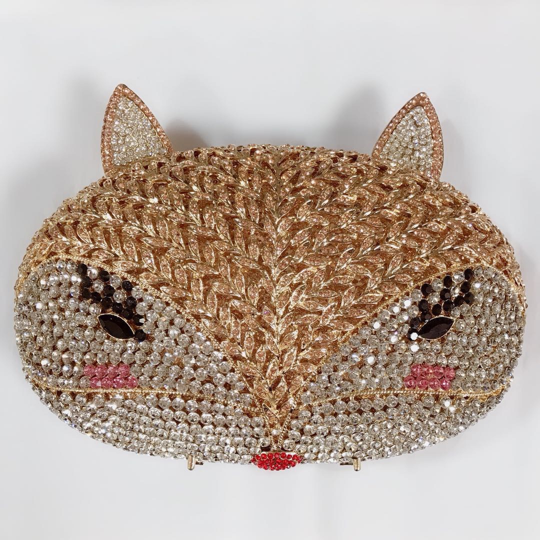 Foxcrystalclutchbag Foxcrystal clutchbag fiesta de diamantes bolsas de mano de diamantes doradas brillantes