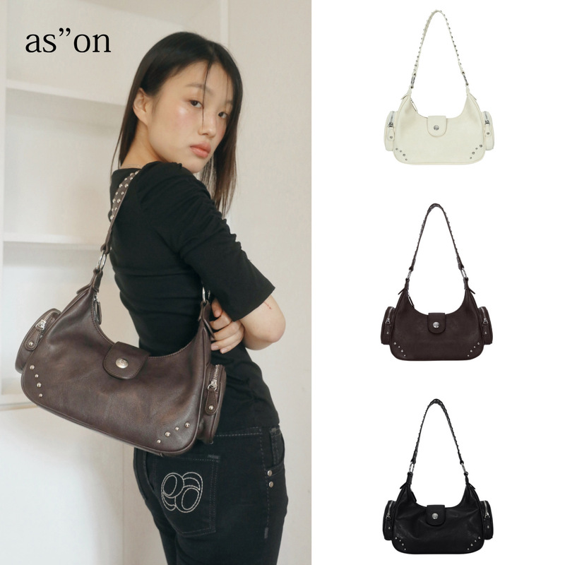 26Summer Ason Korean designer brand street biker style rivet shoulder bag, underarm bag, crossbody bag for women 26Summer Ason Korean designer brand street biker style rivet shoulder bag, underarm bag, crossbody bag for women