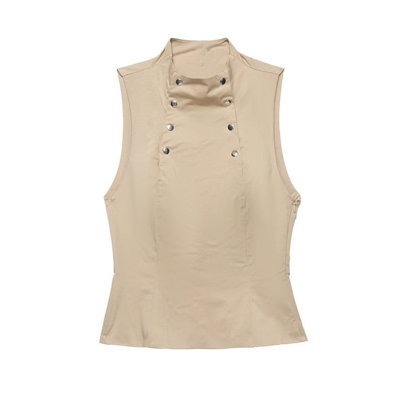 PB & ZA ropa de mujer 2026 primavera temperamento de moda simple versátil de estilo de viaje con botones decorados camisa elástica 3067055