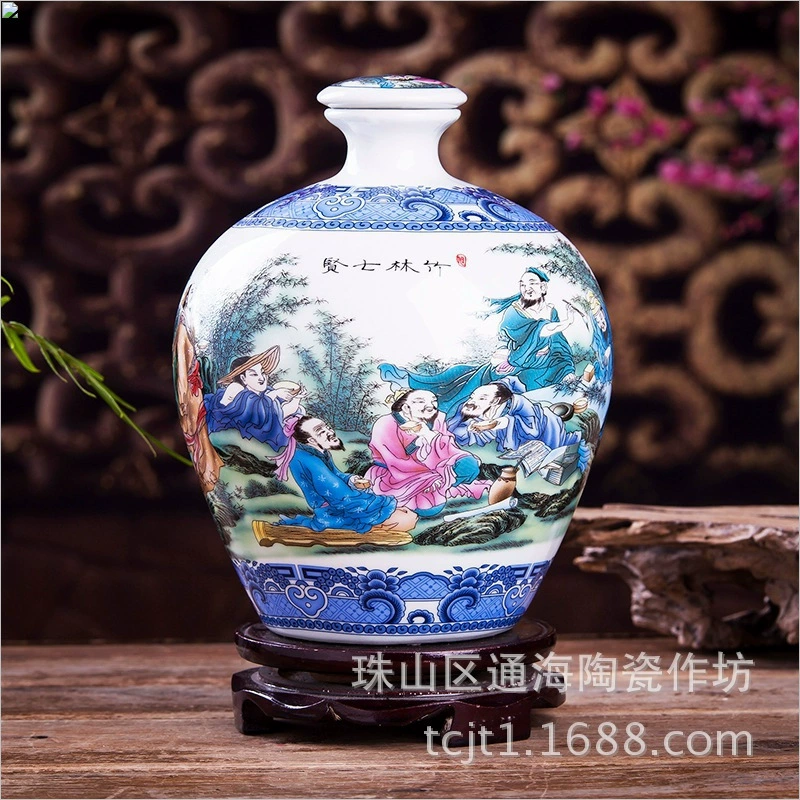Xinduheng Jingdezhen керамическая винная бутылка винной банки 5 фунтов глазури цветочный напиток