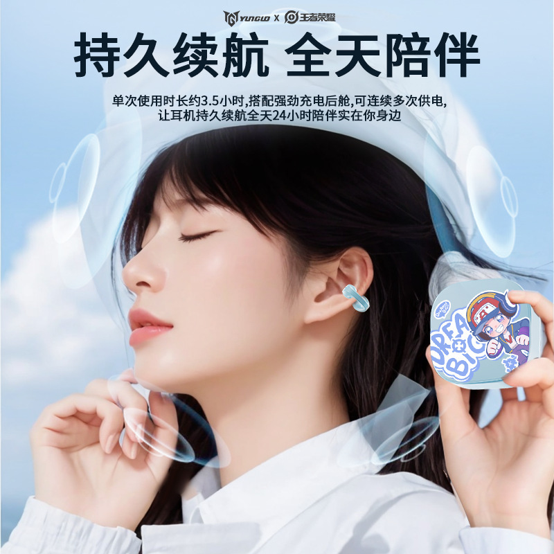 King of Glory 骨伝導 Bluetooth ヘッドセット イヤークリップタイプ 長時間装着 痛みなし 男女兼用 スポーツ ランニング 防汗 HD|undefined