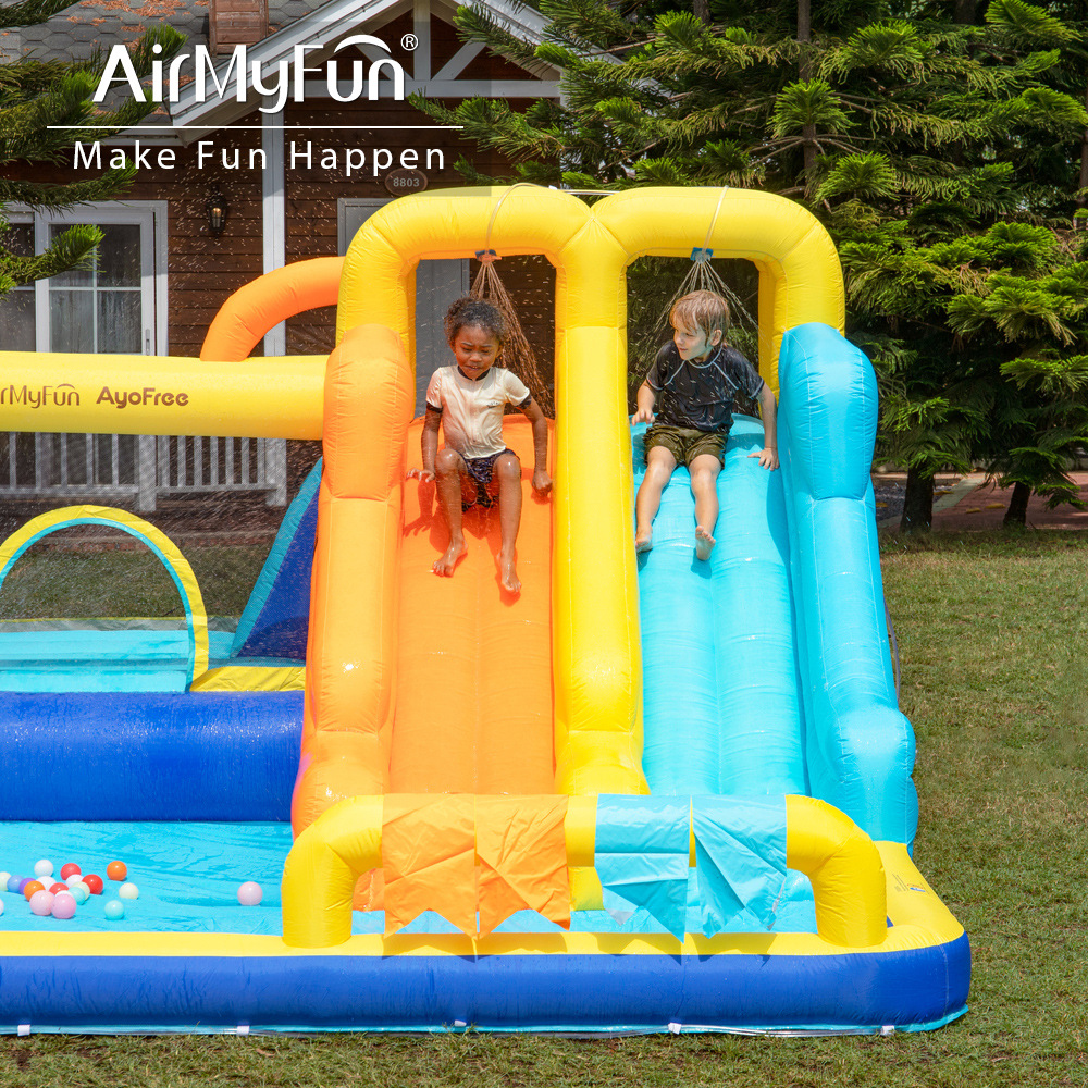AMF | Tobogán de agua inflable para niños, castillo inflable para uso doméstico, piscina de olas, tobogán de agua pequeño para interiores, castillo inflable