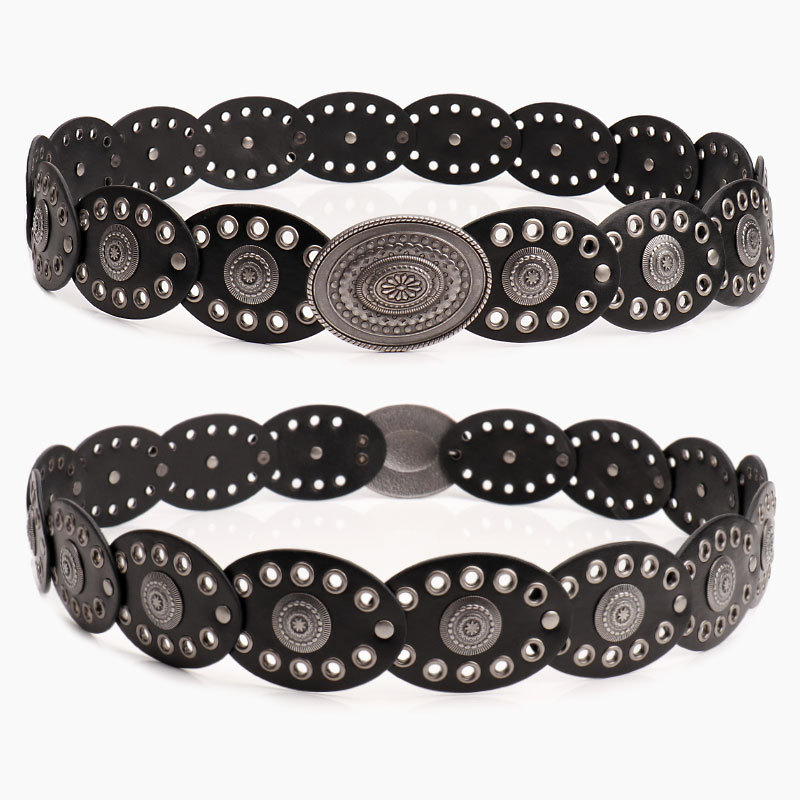 Cinturón punk con medallones y hebilla de aleación