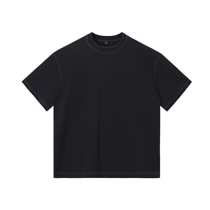 350G ropa de hombre lavado con agua viejo desgaste chaqueta blanca marca pesada camiseta de algodón camiseta de manga corta conjunto personalizado