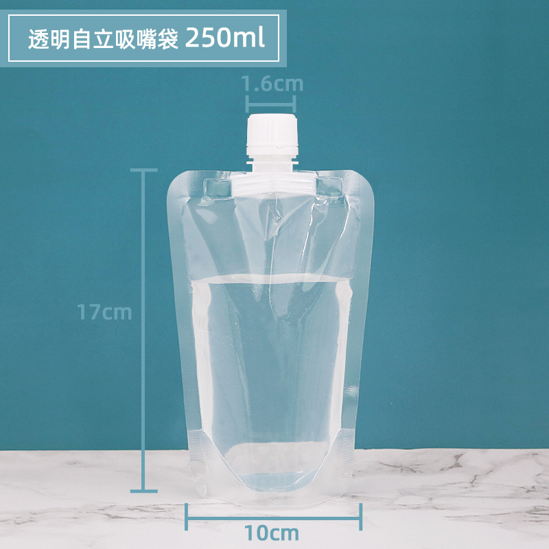 Bolsa de aspiración transparente autoportante jugo de fruta de grado alimenticio leche de soja bolsa de embalaje líquido bolsa de agua bolsa de concierto bolsa de embalaje para llevar