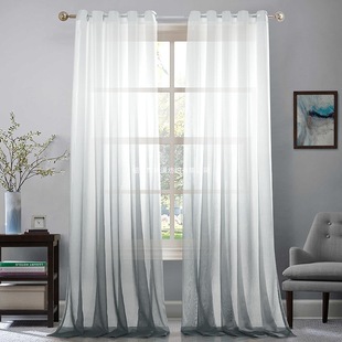 Gradient Color Curtains Printed Opaque American Blackout Curtains Semi-Transparent New Foreign Trade Finished Gauze Curtains Cross-Border Roll