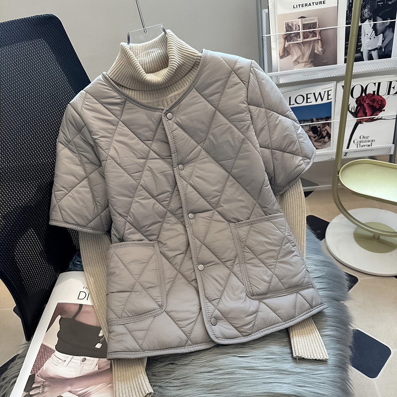 Winter Half-sleeved Down Cotton Vest Women's Lightweight Waistcoat Inner Tank Warm Vest for Middle-aged and Elderly Mothers Wearing Vest