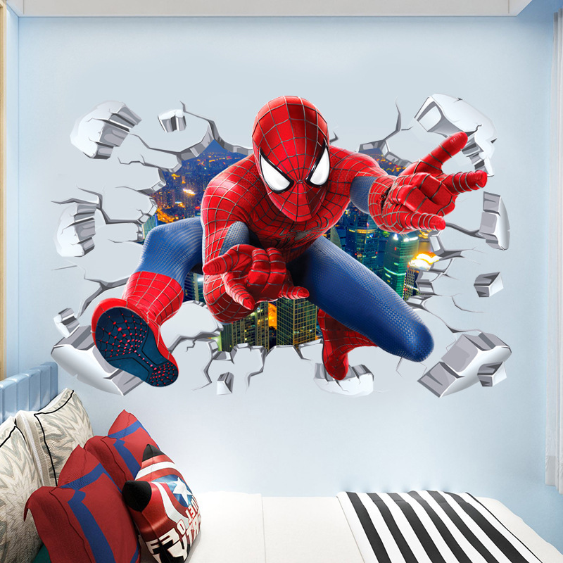 Cross-border foreign trade three-dimensional wall spider man wall stickers living room decorative background wall stickers removable wholesale