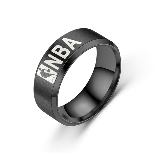 Wish AliExpress European and American cross-border new stainless steel ring titanium steel ring American men's basketball logo