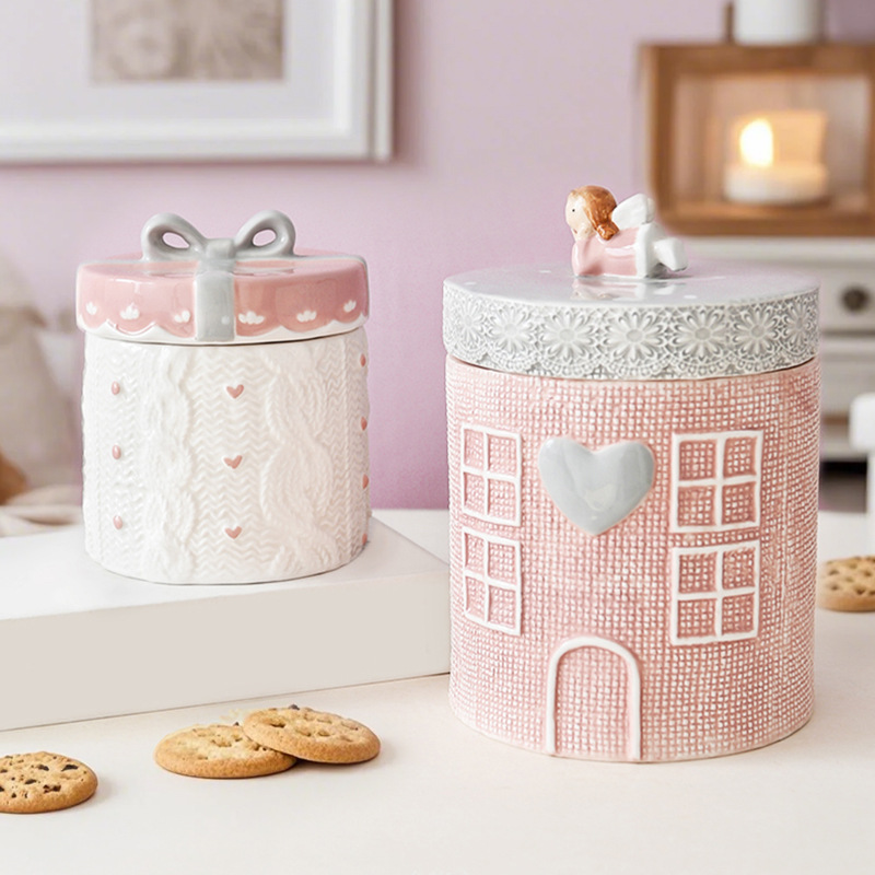 Suéter de punto, tanque sellado de cerámica ecológico, tanque de almacenamiento, tanque de almacenamiento, decoración decorativa, estilo romántico, fábrica recta