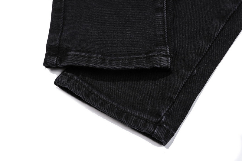 Men's Skinny Stretch Jeans With Leather Patch Motorcycle Style_voghion.com