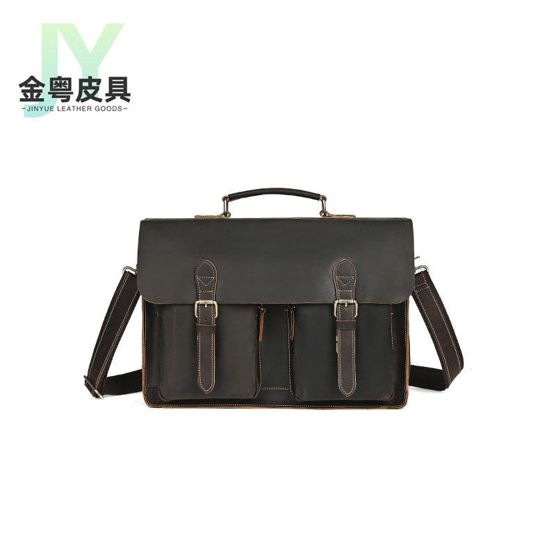 Men's Genuine Leather Briefcase, Crazy Horse Leather Laptop Bag, Handbag, High-End Crazy Horse Leather Business Bag Men's Genuine Leather Briefcase, Crazy Horse Leather Laptop Bag, Handbag, High-End Crazy Horse Leather Business Bag