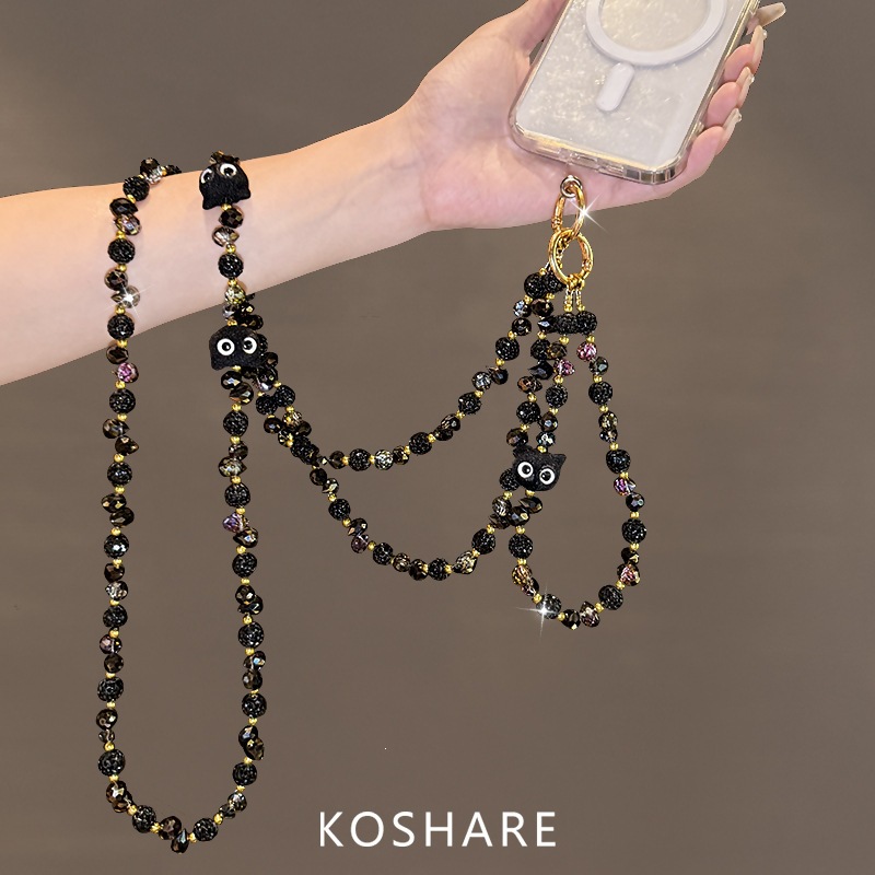 Hermoso Hakimi diámetro flash brazalete cadena de teléfono móvil mujer lujo ligero de alto nivel sensación bolso de cristal colgante colgante anti-caída cadena de mano colgante