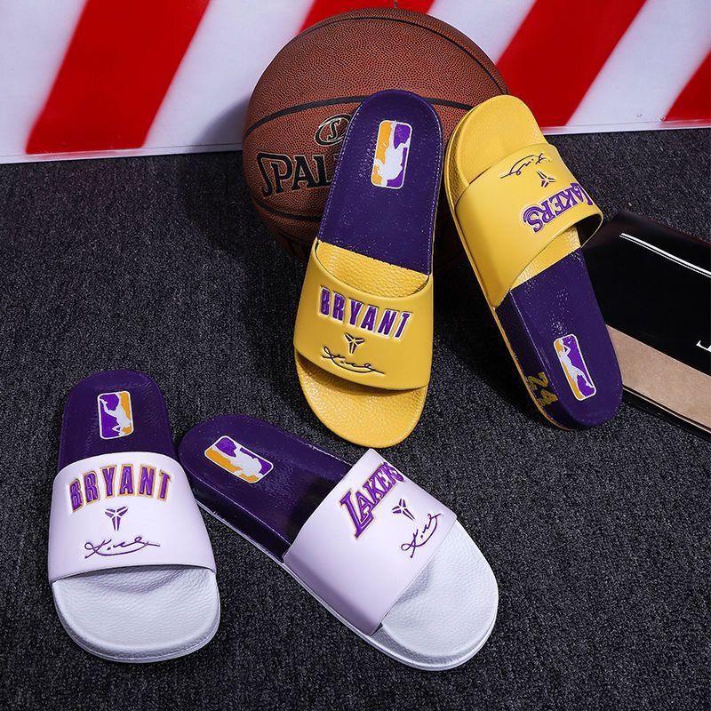 2021 New Men's Sports Slippers Basketball Merchandise Lakers Slippers Kobe Memorial Edition Student Large Size Slippers