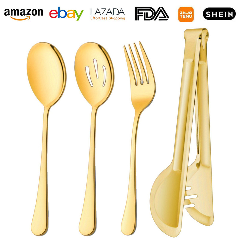 Amazon Stainless Steel Hotel Public Dining Utensil Set 1010 Serving Fork, Spoon, Food Tongs 4-Piece Set Amazon Stainless Steel Hotel Public Dining Utensil Set 1010 Serving Fork, Spoon, Food Tongs 4-Piece Set