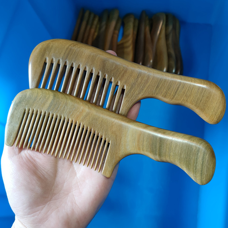 香木櫛 緑檀無垢材ハンドル付き櫛 直髪用櫛 カールヘア用 サンプル提供可能 ロゴカスタマイズ可能 檀木櫛|undefined