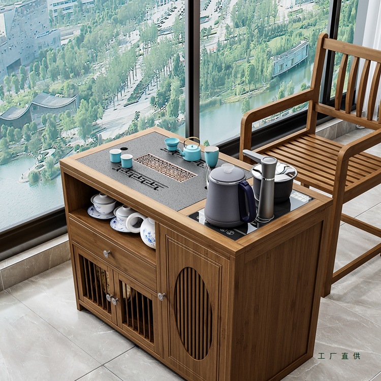 Mobile Tea Table for Home Use, Small Tea Table, Tea Cabinet, Tea Cart, Kung Fu Tea Set, Kettle Integrated Side Cabinet Tea Set