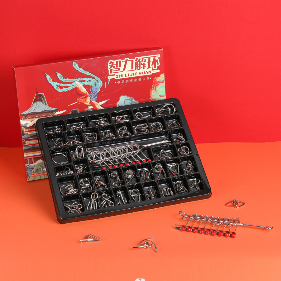 Nueve traje de cadena anillo de desbloqueo hebilla de inteligencia Luban bloqueo niños descompresión juguetes educativos para adultos Kong Ming Bloqueo de desbloqueo anillo de desbloqueo