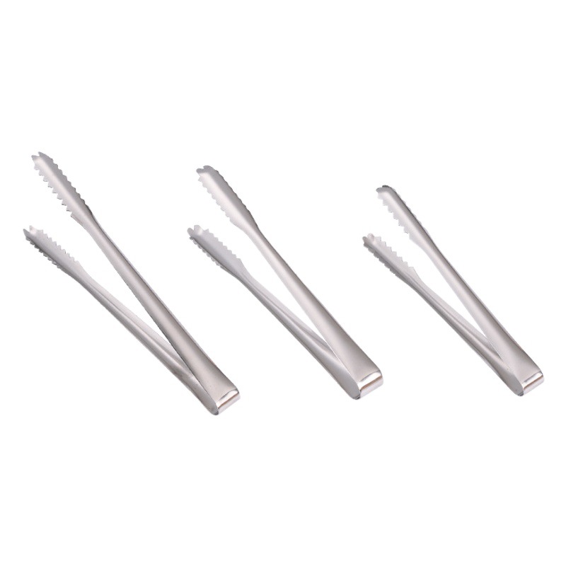 【Direct from the Source Factory】Stainless Steel Ice Tongs with Teeth, Extended and Thickened, Multi-Functional for Ice Cubes and Barbecue, Cross-Border