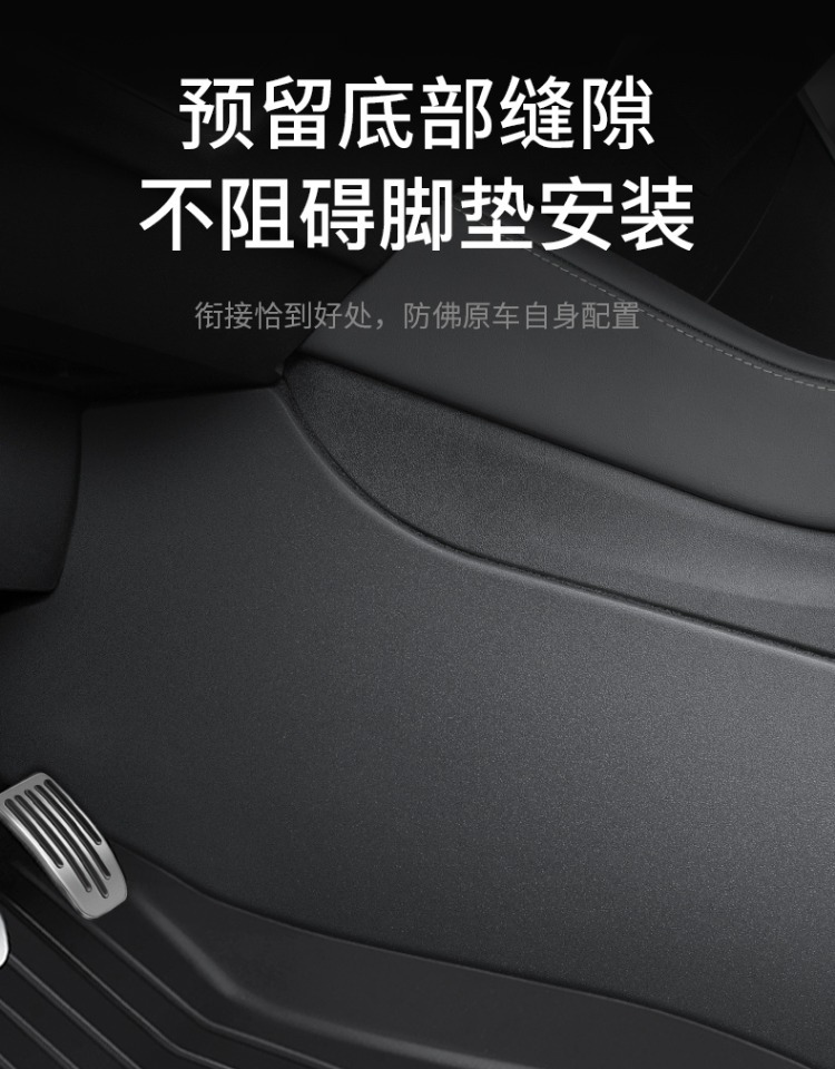 Suitable for Tesla's New Version of Model Y/Yl, Door Laser-Engraved Threshold Strips, and Velvet Anti-Kick Pads on Both Sides of the Center Console