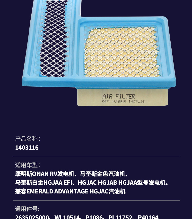 1403116 140-3116 Air Filter Suitable for Cummins Onan Rv Generator
