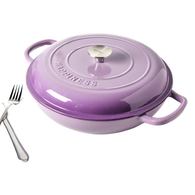 Pequeño Felicidad olla de hierro fundido olla de sopa de esmalte olla de mariscos multifuncional olla de estofado de hierro de cerdo olla de esmalte Cocina de Inducción Universal