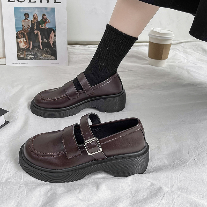British Style Small Leather Shoes for Women 2026 Summer New French Style Thick-Soled Retro Mary Jane Shoes with One-Strap Buckle for Women
