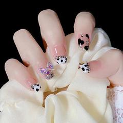 穿戴美甲貼片短款帶鑽假指甲片成品網紅同款指甲貼片可拆卸穿戴甲