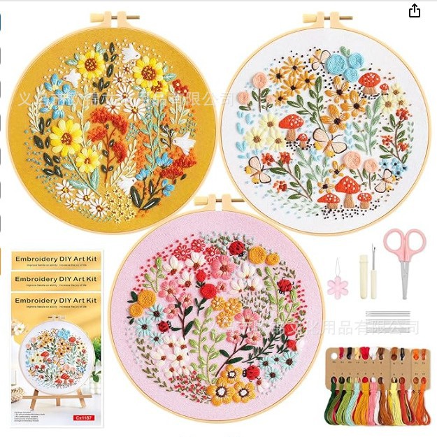 Nuevos productos originales flores flores bordadas Amazon bordado transfronterizo bordado a mano DIY paquete de material image 12