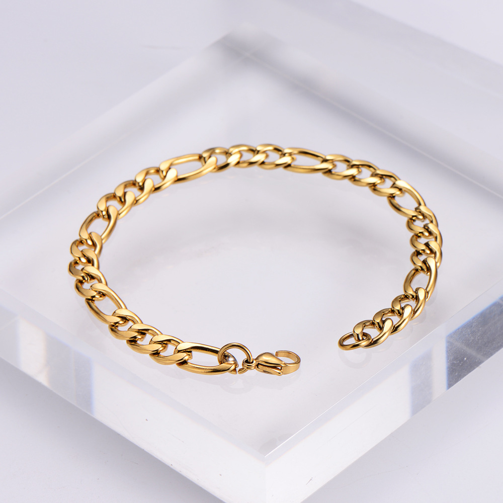 Hip-Hop Geometric 304 Stainless Steel Inlaid Gold No Inlaid 18K Gold Plated Men'S Bracelets display picture 3