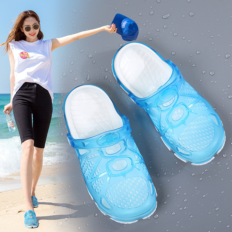 Nuevo estilo coreano zapatos de playa verano las mujeres zapatillas de punta cerrada desgaste exterior fondo grueso aumento casual moda deportes sandalias para las mujeres