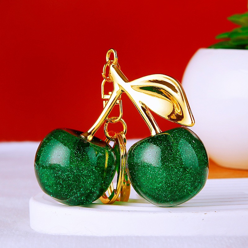 Creativo lindo diamante fruta pequeño limón llavero del coche bolso de las mujeres colgante de metal llavero anillo de regalo de dibujos animados