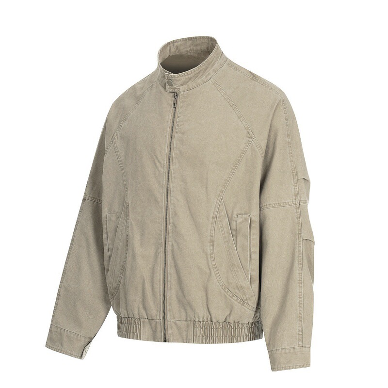 American-Style Workwear Stand-Collar Jacket, Vintage Punk Heavy-Duty Split and Deconstructed Design, Loose-Fitting Pilot Style for Men American-Style Workwear Stand-Collar Jacket, Vintage Punk Heavy-Duty Split and Deconstructed Design, Loose-Fitting Pilot Style for Men