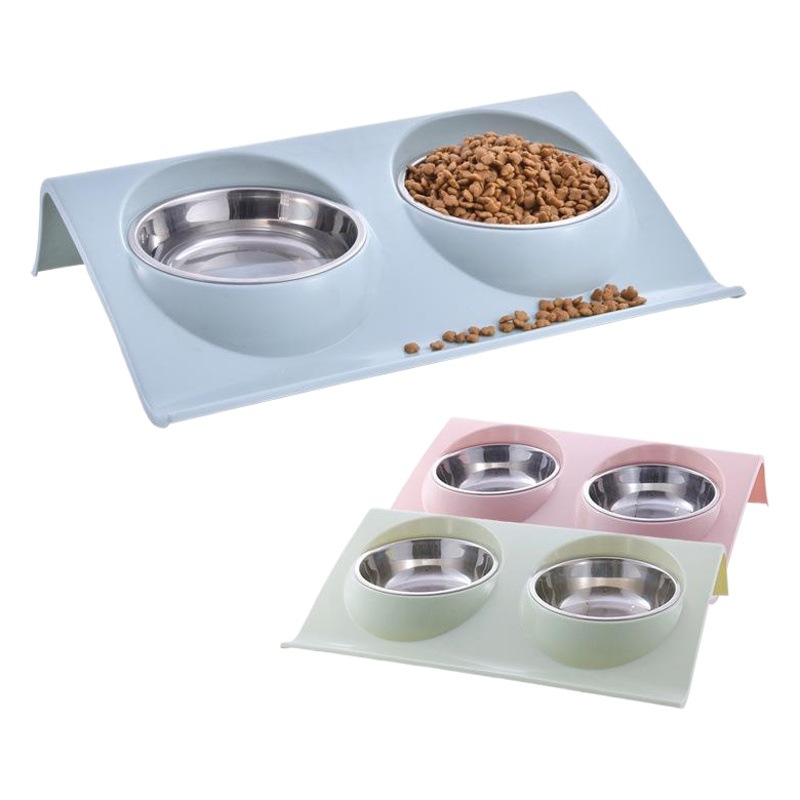 Directamente del fabricante: Comedero para gatos con agua y comida integrados, boca inclinada, antideslizante, comedero doble para mascotas, comedero antideslizante para perros, utensilios de alimentación al por mayor.