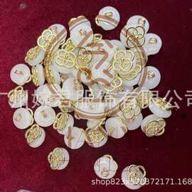 新款新中式流行玻璃扣子带四叶草花托国风唐装汉服平安扣子12MM