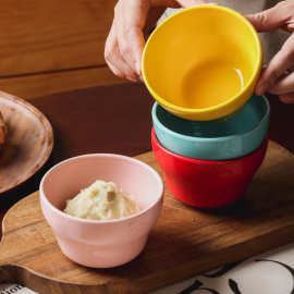 亚马逊跨境碗筷餐具家用耐沙拉碗可爱多色陶瓷高级感拉面碗