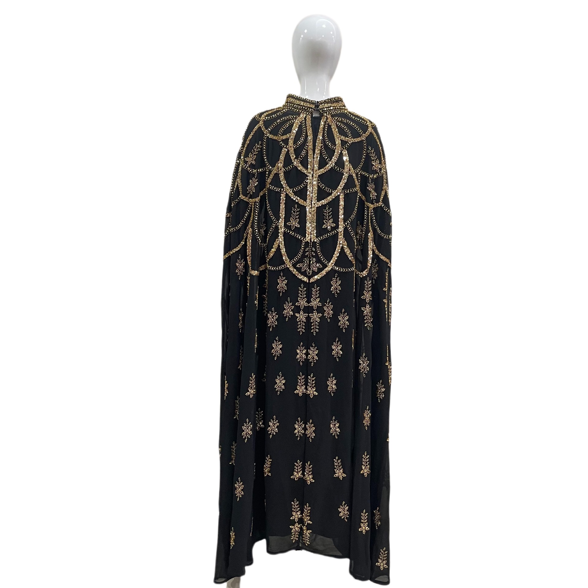 Fashionable Dubai Muslim Bat Sleeve Rhinestone Embellished Robe Arab Middle Eastern Abaya Long Dress_ecoleips.com