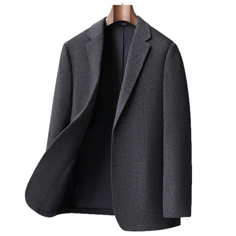 Áo vest nam dáng ôm chất liệu dạ hai mặt pha len và cashmere, tay dài, kiểu mới — Xanh da trờicolor, màu kaki, màu xám, đen