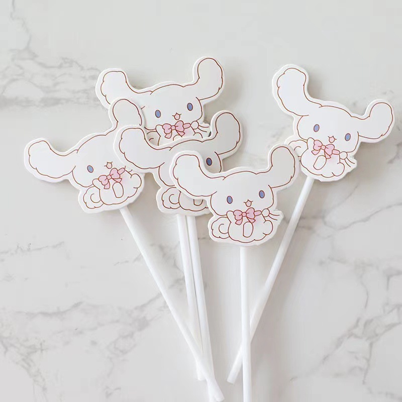 Decoración de pastel de perro de jade adorno de decoración de pastel de perro de orejas grandes blancas de dibujos animados retro Kulomi complemento de vestir para hornear tarjeta de cumpleaños