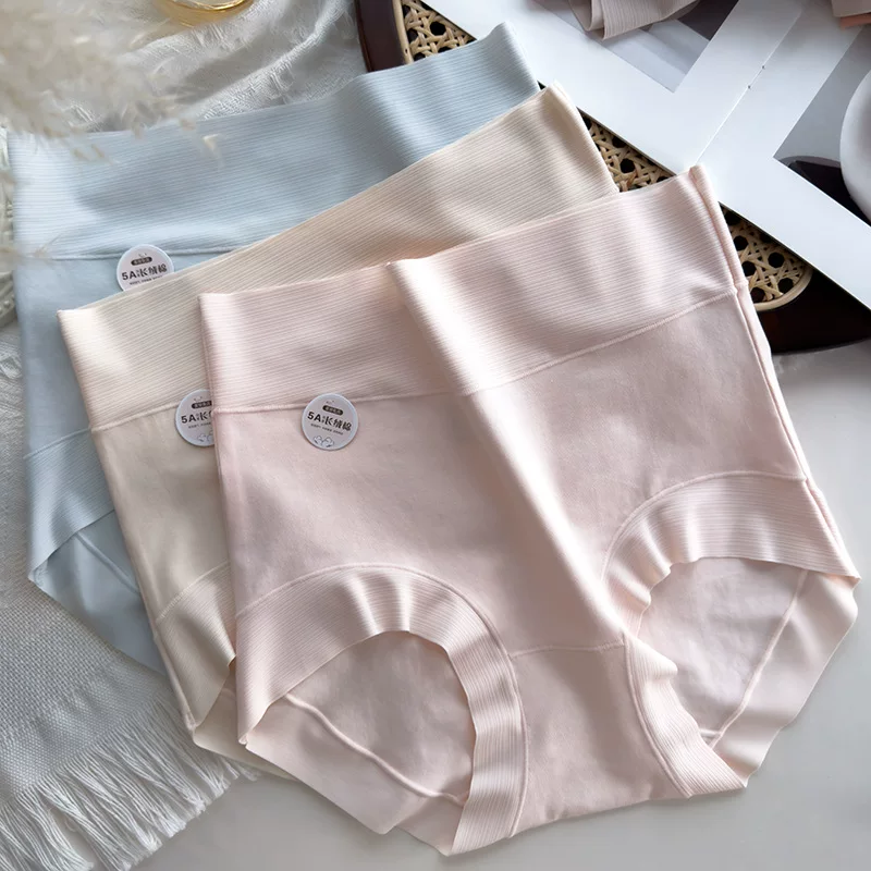 High-Waist Velvet Cotton Underwear, Antibacterial Breathable Women's Briefs, Sizes M–XXL