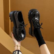 松糕2025年皮鞋女厚底2025新款春季黑色乐福小个子增高英伦单鞋