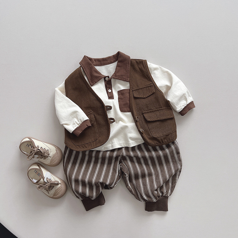 Niños y niñas estilo coreano chaleco japonés chaleco para niños 2024 primavera y otoño nuevos niños de algodón todo-fósforo chaleco moda