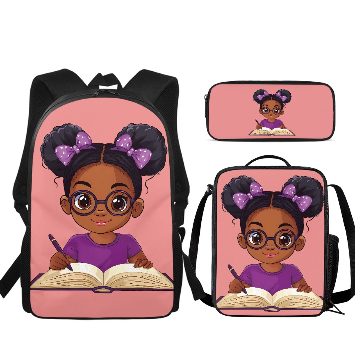 Backpack, pencil case, cute set, stationery, print 4