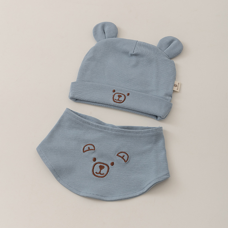 0-3 Mes recién nacido sombrero toallas de saliva set primavera y otoño algodón puro bebé recién nacido sombrero de bebé protector de la puerta