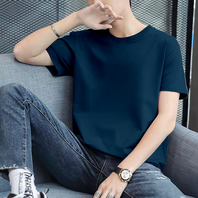 Camiseta de manga corta para hombre, nueva, estilo otoñal, ajustada, moderna, estampada, fina, con cuello redondo, estilo informal, suministro de vendedores ambulantes, atractiva.