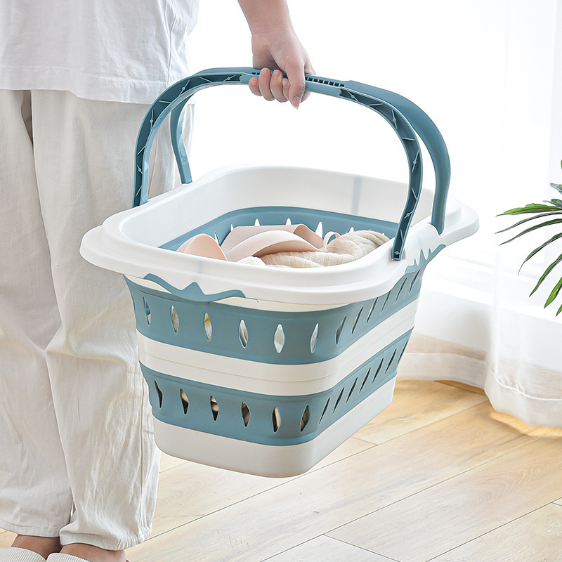 Kitchen Foldableable Storage Basket Vegetable and Fruit Sundry Storage Basket Bathroom Bathhouse Shower Gel Shampoo Storage Basket