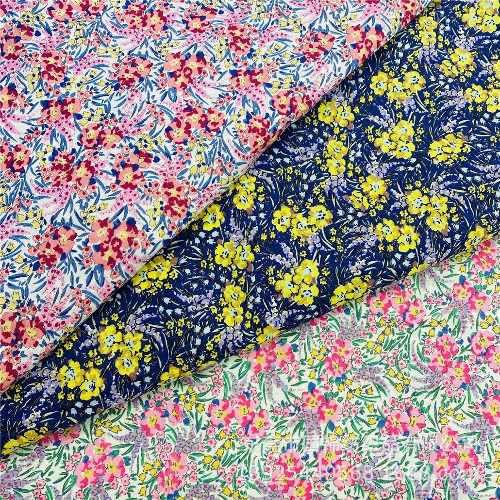 春夏新款印花布 纯棉40支府绸活性印小碎花 衬衣连衣裙面料