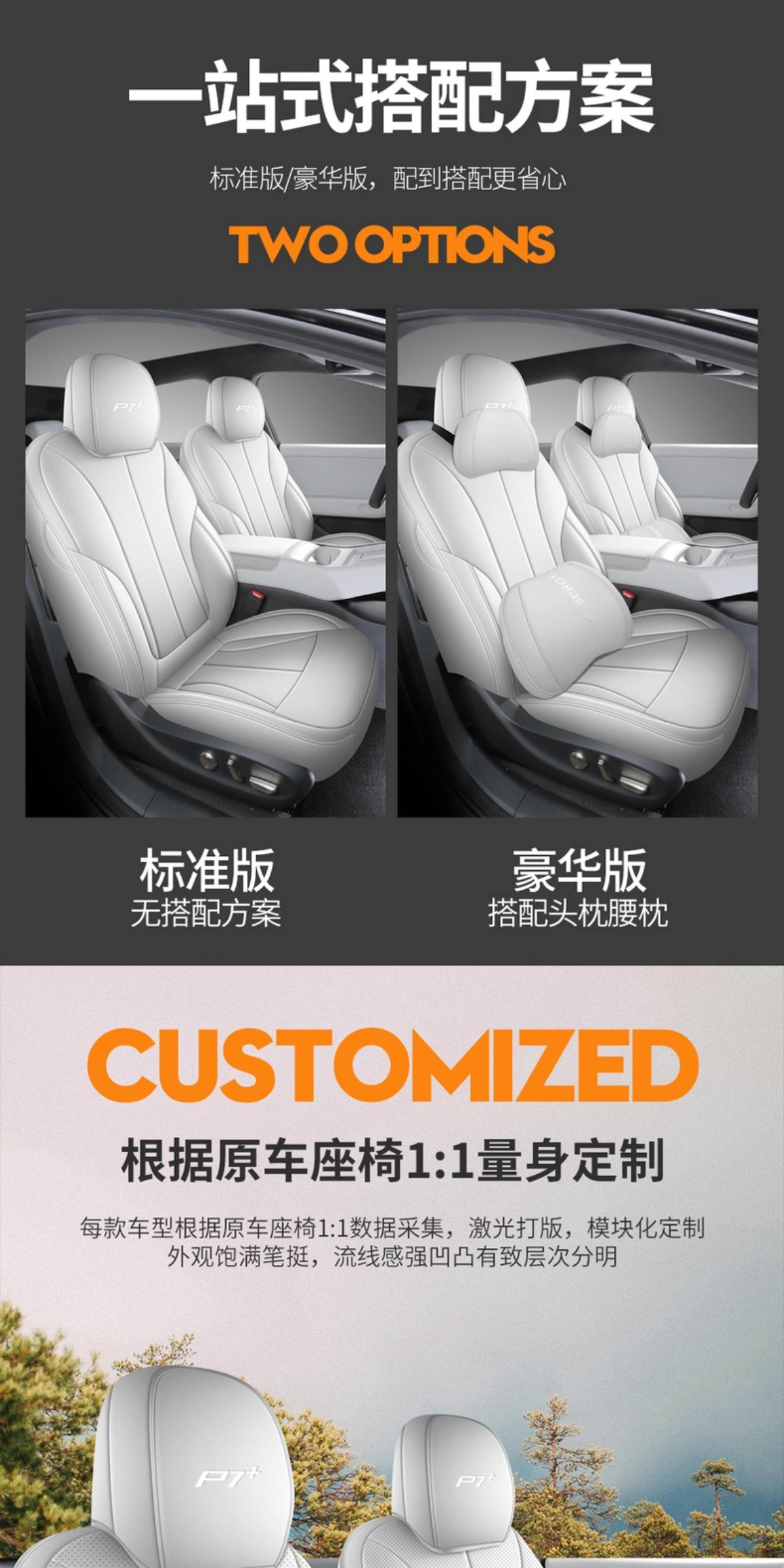 Specially Used for Xpeng P7+ Seat Cover, All-Inclusive Four-Season 24 Special Seat Cover Interior Xpeng P7+ Car Seat Cushion Cover
